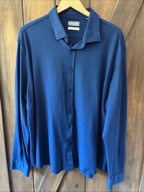 Michael Kors Men's Deep Blue Long-Sleeve Button-Down Shirt